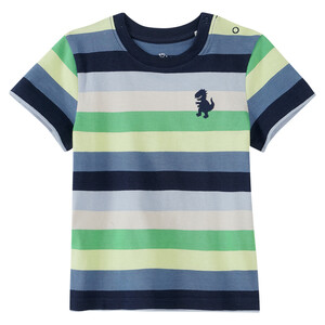 Baby T-Shirt mit bunten Streifen DUNKELBLAU / GRÜN / BEIGE