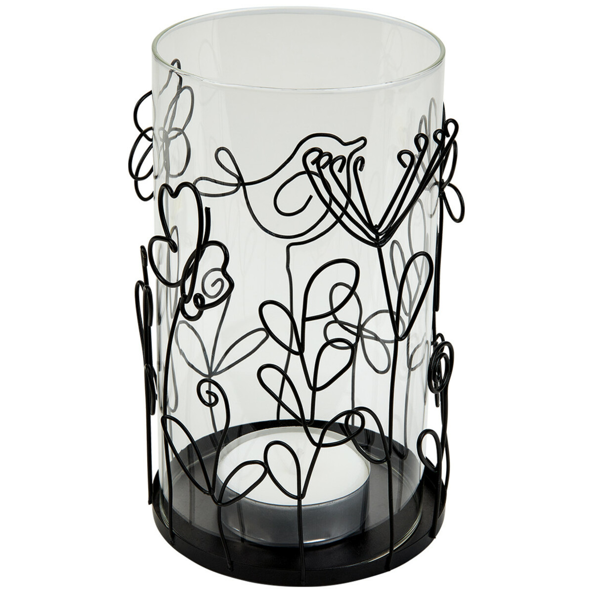 Bild 1 von Windlicht mit Blumen SCHWARZ