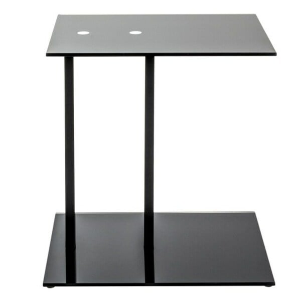 Bild 1 von Beistelltisch 45 x 50 cm Schwarz - Tiefe 35 cm - Gestell Metall - Tischplatte Sicherheitsglas 8 mm