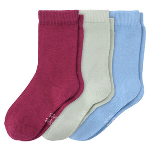 3 Paar Baby Socken im Farb-Mix DUNKELROT / HELLBLAU / HELLOLIV