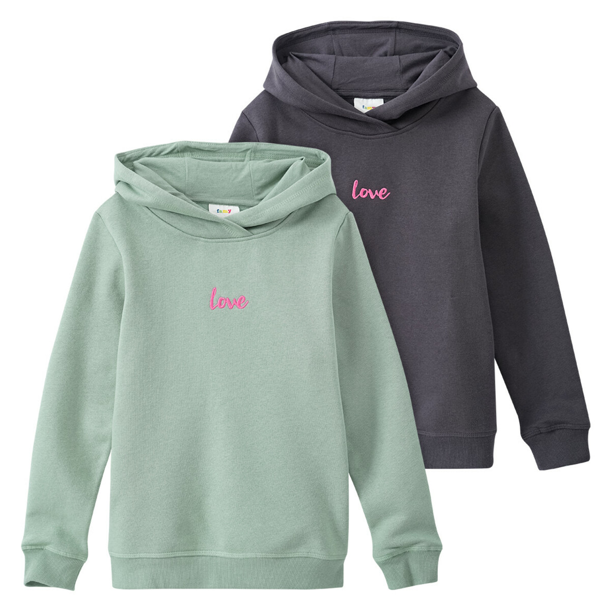 Bild 1 von 2 Mädchen Hoodies mit kleiner Stickerei SALBEI / DUNKELGRAU