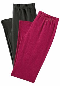 Vivance active Jazzpants (2er-Pack) mit leicht ausgestelltem Bein, Loungewear, Rosa|schwarz