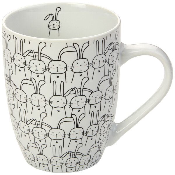 Bild 1 von Tasse mit Hasen-Motiv allover WEISS / SCHWARZ