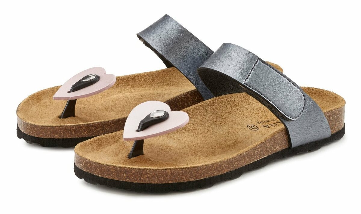 Bild 1 von LASCANA Pantolette (3-tlg) Mule, Sandale, offener Schuh, Korkfußbett, 2 abnehmbare Oberteile, Grau