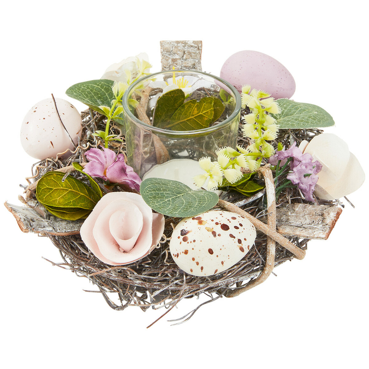 Bild 1 von Deko-Kranz mit Teelichthalter LILA / WEISS / GRÜN