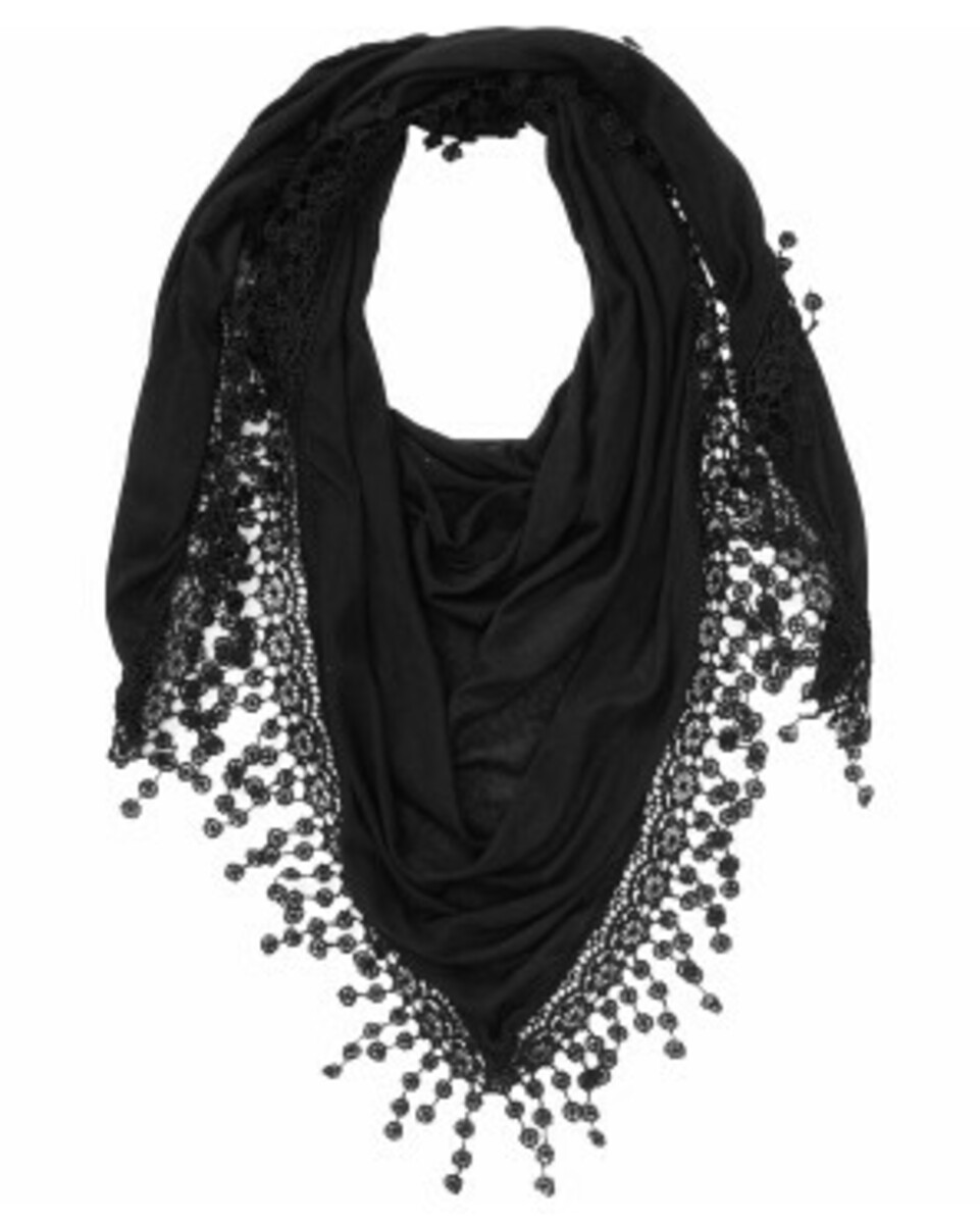 Bild 1 von Halstuch mit Häkelspitze
       
      Janina, ca. 75 x 160 cm
     
      schwarz