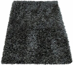 Badematte Kanda 360 Paco Home, Höhe 44 mm, rutschhemmend beschichtet, fußbodenheizungsgeeignet, Polyester, rechteckig, Badteppich, Uni Farben, weicher Hochflor, rechteckig & rund erhältlich, Grau