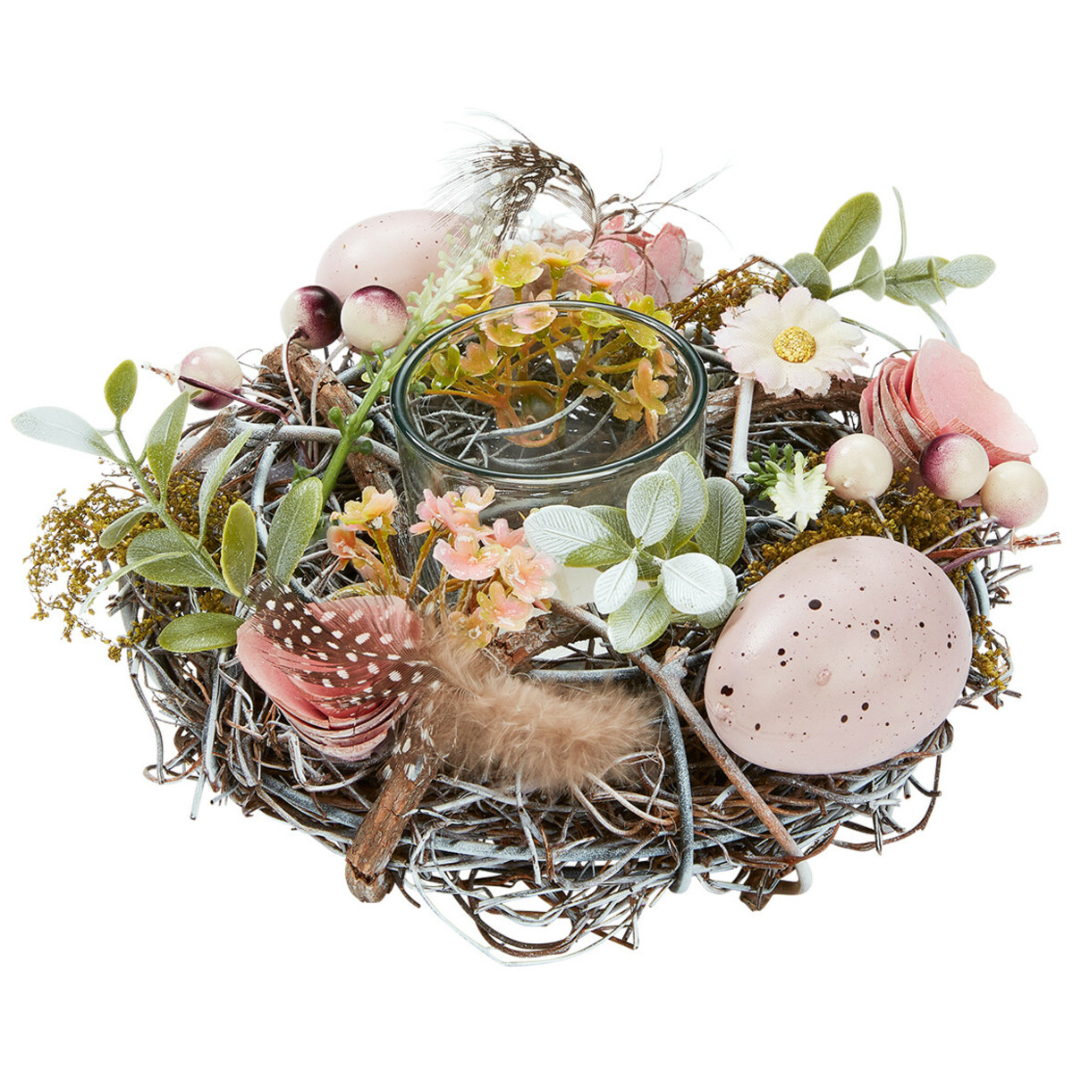 Bild 1 von Deko-Kranz mit Teelichthalter BEERE / ROSA / GRÜN