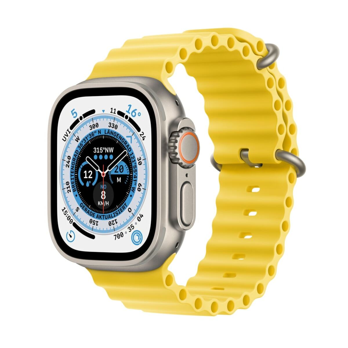 Bild 1 von Watch Ultra GPS + Cellular 49mm Titangehäuse mit gelbem Ozean Armband