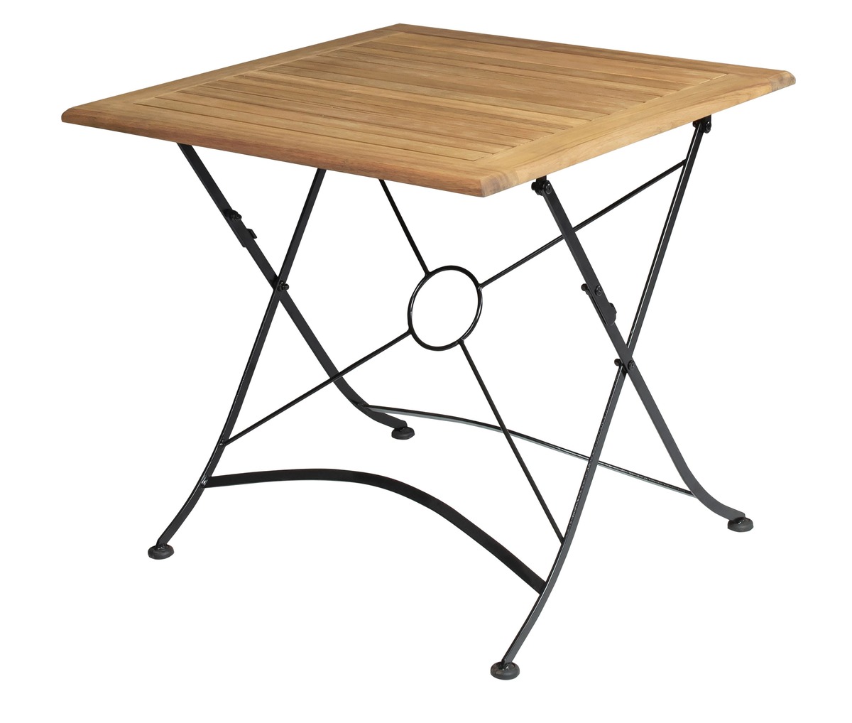 Bild 1 von METRO Professional Klapptisch Baviera, FSC-Akazienholz / Stahl, 80 x 80 x 74 cm, für 2 Personen, beige / schwarz