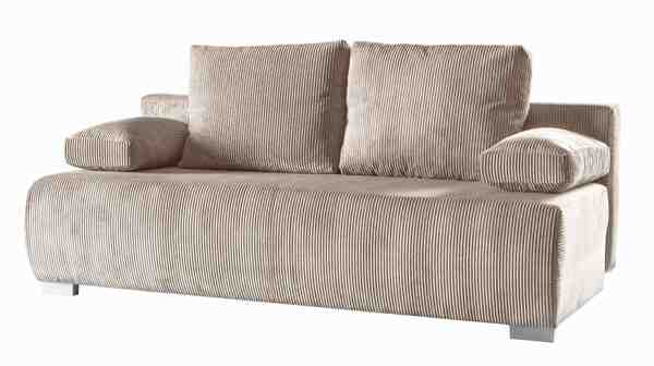 Bild 1 von Schlafsofa mit Bettkasten Cordbezug beige 200 cm - PADDY