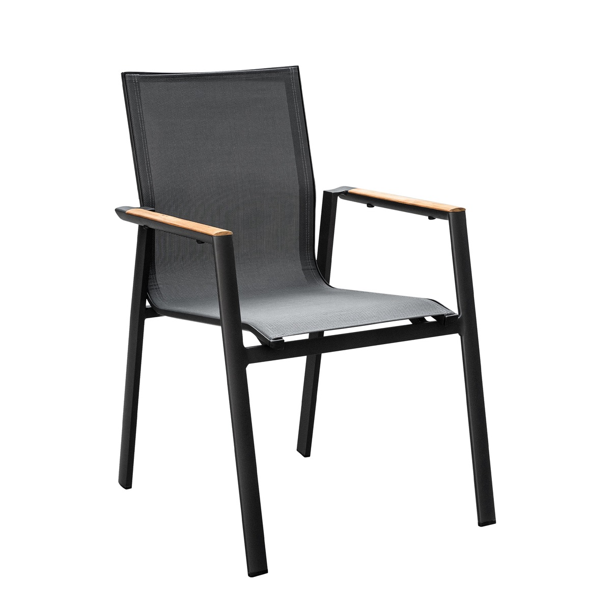 Bild 1 von METRO Professional Outdoor-Armlehnlstuhl, Aluminum / Textilehne, 58 x 67 x 88 cm, schwarz