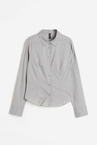 H&M Figurbetonte Bluse aus Popeline Grau, Freizeithemden in Größe XS. Farbe: Grey