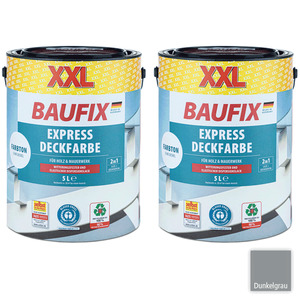 Baufix XXL-Express-Deckfarbe - 5 Liter, Dunkelgrau, 2er-Set