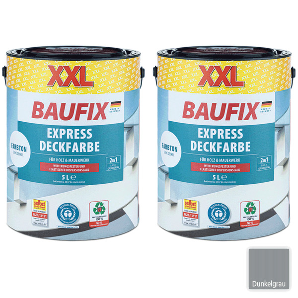 Bild 1 von Baufix XXL-Express-Deckfarbe - 5 Liter, Dunkelgrau, 2er-Set