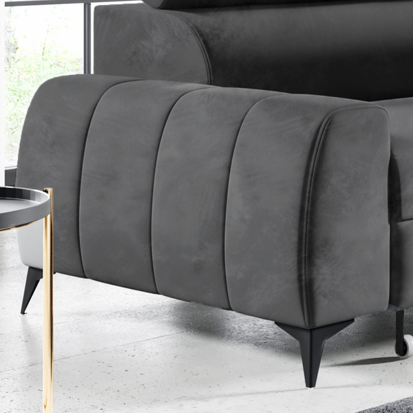 Bild 3 von Wohnlandschaft Ecksofa Livorno Samt Grau Anthrazit mit Bett Bettkasten Kopfteilverstellung Bett Sofa