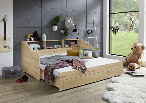 Bild 2 von Relita Funktionsbett RENE, von 90 auf 180 x 200 cm ausziehbar, Eiche Artisan Dekor