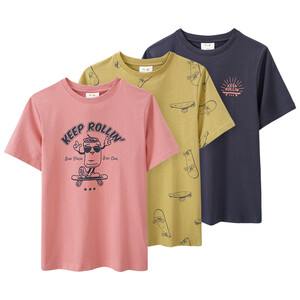 3 Jungen T-Shirts mit Skate-Prints TERRACOTTA / OCKER / DUNKELGRAU