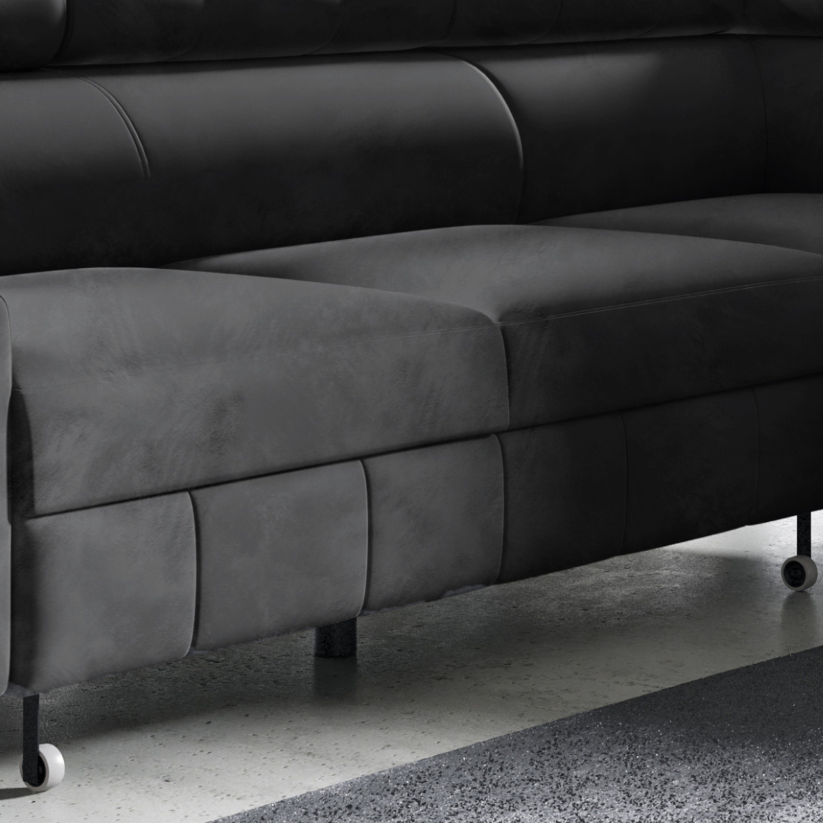 Bild 4 von Wohnlandschaft Ecksofa Livorno Samt Grau Anthrazit mit Bett Bettkasten Kopfteilverstellung Bett Sofa