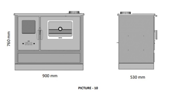 Bild 2 von Moeby24 Küchenofen Holzherd Kaminofen Herd Gusseisen 7,9KW BimSchV2 EEK A+ 150mm