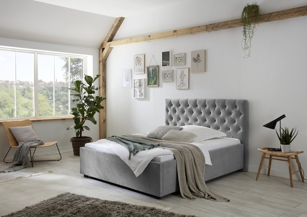 Bild 1 von Innoha Polsterbett Miami LF 160x200 cm, mit Höhenverstellung für Lattenrost, Ausf. Stoff grau