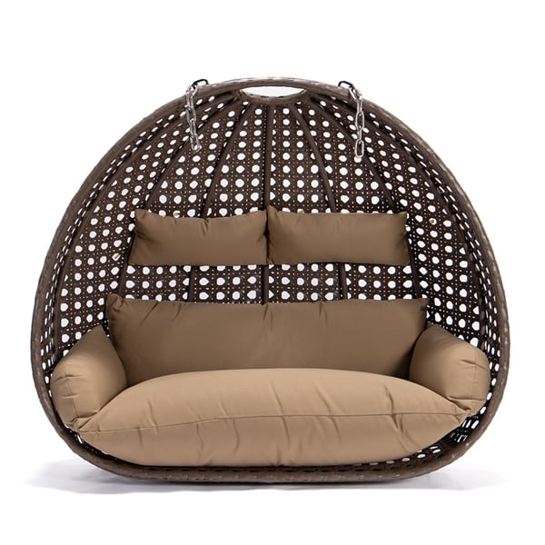 Bild 1 von HOME DELUXE Polyrattan Hängesessel TWIN braun - Korb + Kissen