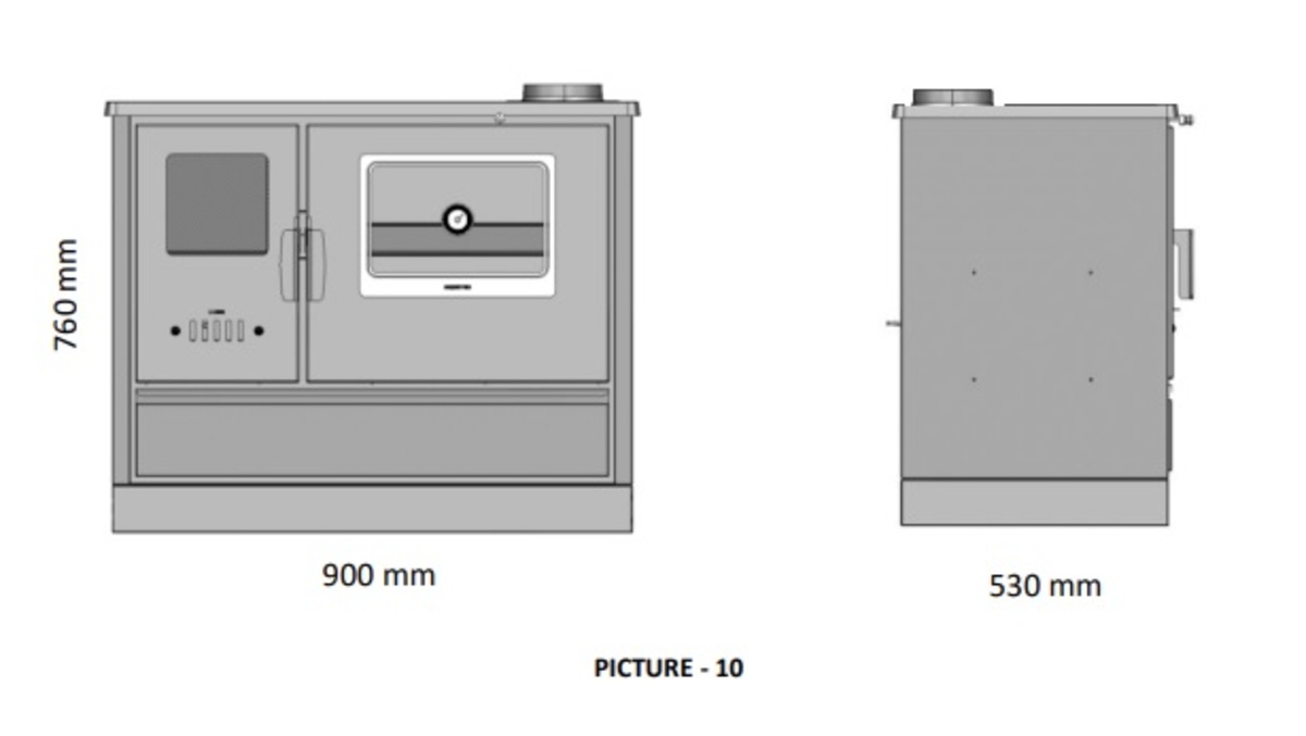 Bild 3 von Moeby24 Küchenofen Holzherd Kaminofen Herd Gusseisen 7,9KW BimSchV2 EEK A+ 150mm