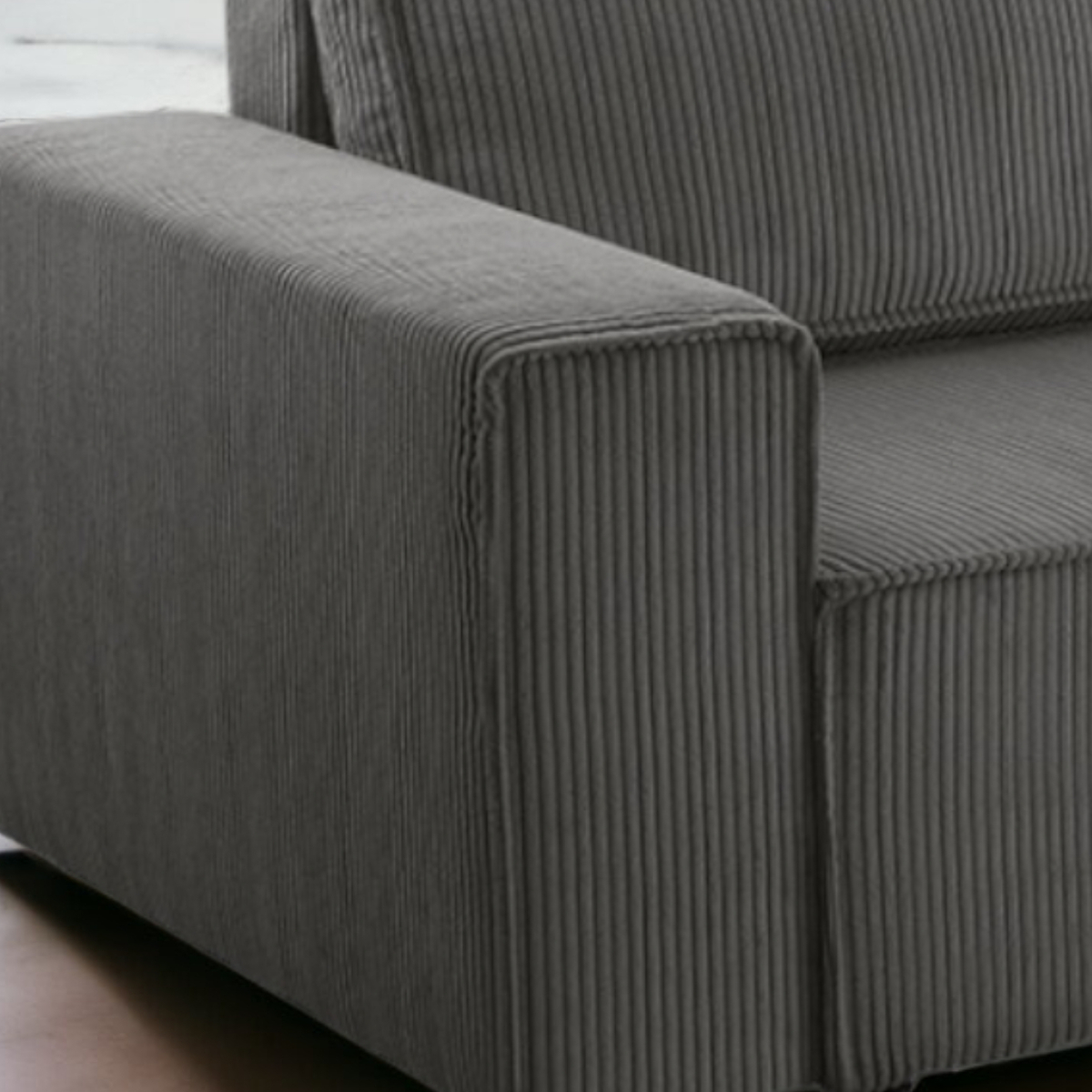 Bild 2 von Wohnlandschaft Ecksofa Grau Genf Cord XL mit Bett Kopfteilverstellung Bett Sofa Schlafsofa Ottomane