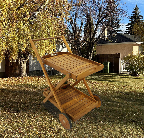 Bild 2 von HC Garten & Freizeit faltbare Servierwagen mit Rollen Akazienholz geölt