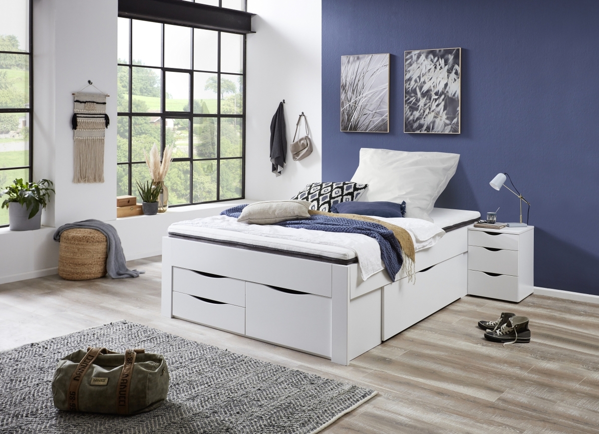 Bild 1 von Relita Stauraumbett Noah 140 x 200 cm, mit Rolllattenrost mit 5 Bettschubladen, Ausf. Weiß Dekor