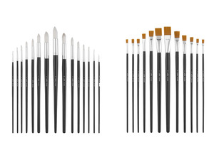 crelando® Rundpinsel- / Flachpinsel-Set, aus Synthetikhaar