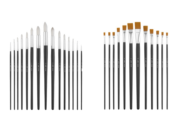Bild 1 von crelando® Rundpinsel- / Flachpinsel-Set, aus Synthetikhaar