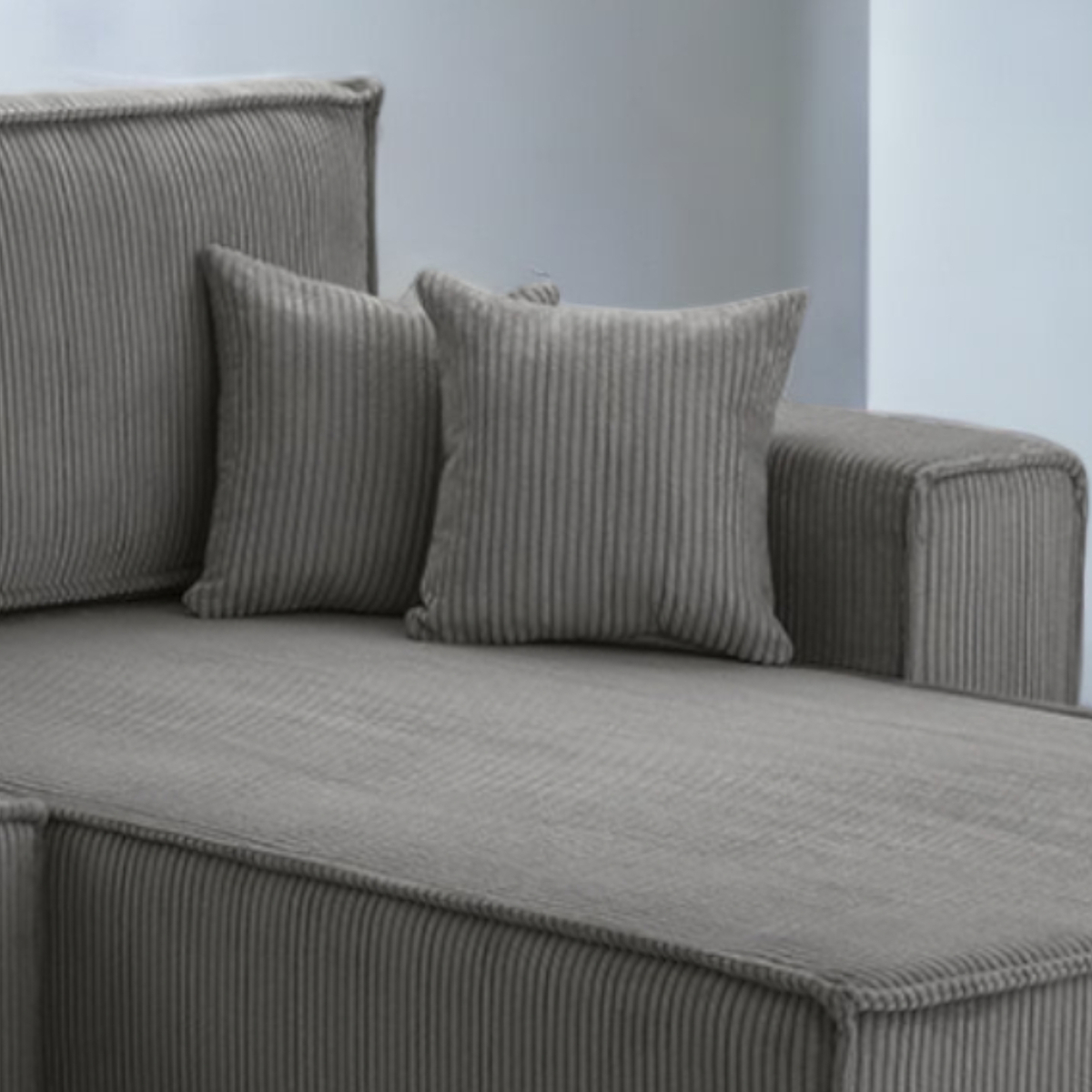 Bild 4 von Wohnlandschaft Ecksofa Grau Genf Cord XL mit Bett Kopfteilverstellung Bett Sofa Schlafsofa Ottomane