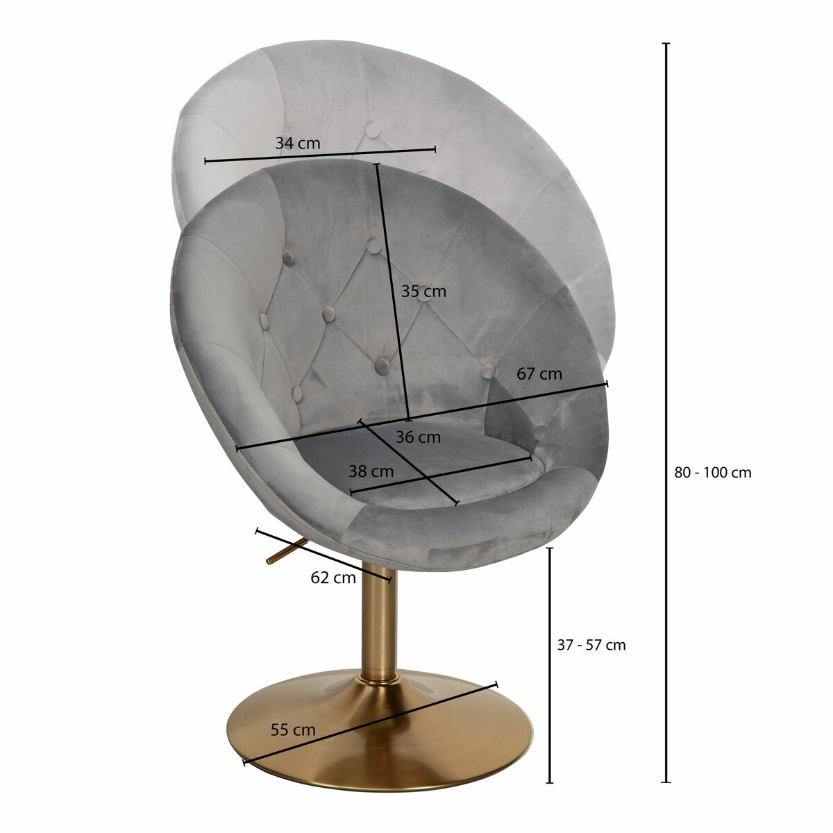 Bild 3 von Loungesessel 100 x 67 x 62 cm Grau