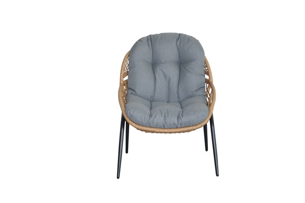 Bild 3 von Happy Home 3 tlg. Dining Set HGS39-GRA helles Rattan mit Sitzkissen in grau