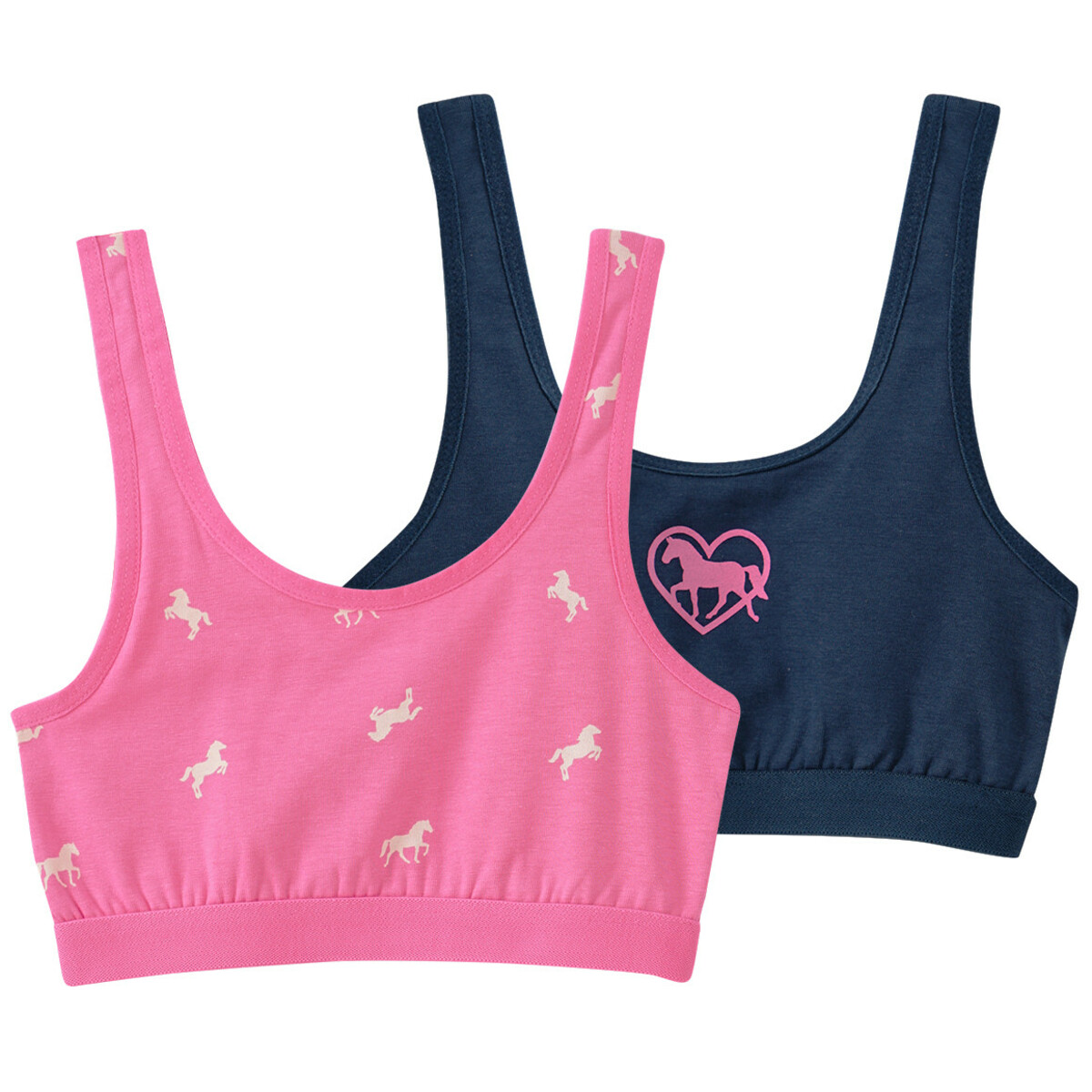 Bild 1 von 2 Mädchen Bustiers mit Pferde-Motiven PINK / DUNKELBLAU