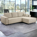 Bild 1 von Wohnlandschaft Ecksofa Beige Genf Cord XL mit Bett Kopfteilverstellung Bett Sofa Schlafsofa Ottomane