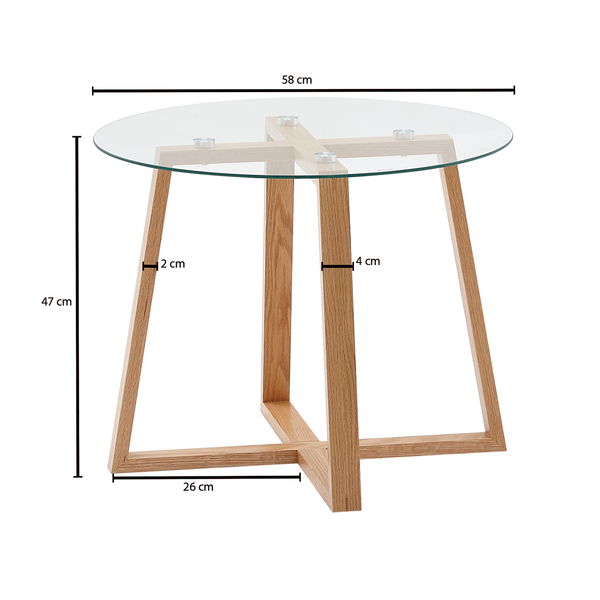 Bild 4 von Couchtisch 58x58x47 cm Massivholz / Glas