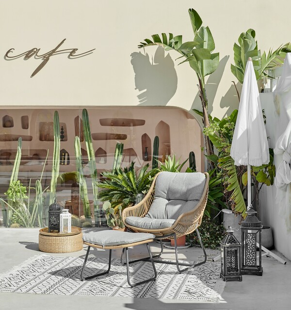 Bild 1 von Happy Home 2 tlg. Casual Set HGS48-GRA helles Rattan mit Sitzkissen in grau