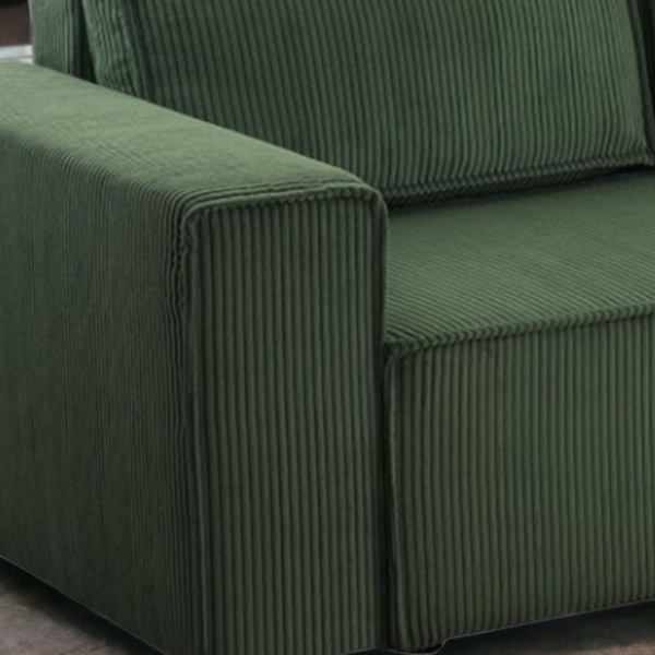 Bild 2 von Wohnlandschaft Ecksofa Dark Green Genf Cord XL mit Bett Kopfteilverstellung Bett Sofa Schlafsofa Ott