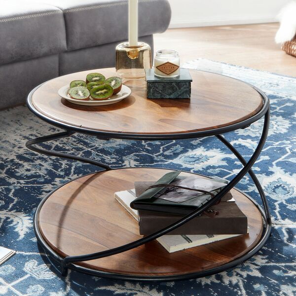 Bild 2 von Couchtisch 58x58x35 cm Sheesham Massivholz / Metall