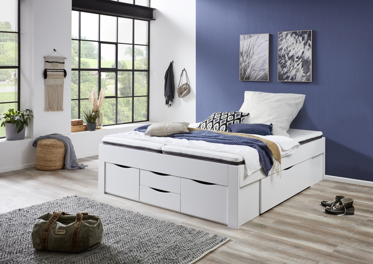 Bild 3 von Relita Stauraumbett Noah 180 x 200 cm, ohne Lattenrost mit 6 Bettschubladen, Ausf. Weiß Dekor