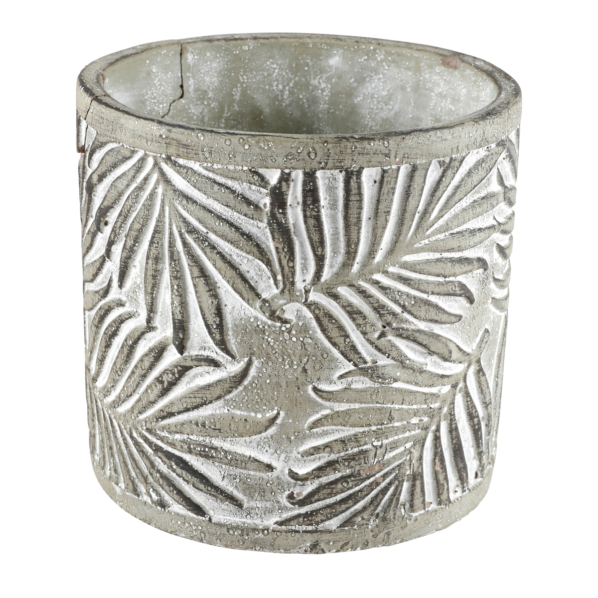 Bild 1 von Zement-Blumentopf antikgrünes Blattmuster