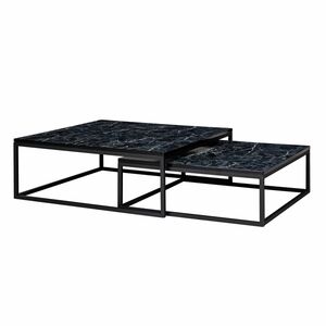 2er Set Couchtisch 75 x 75 x 27 cm Schwarz