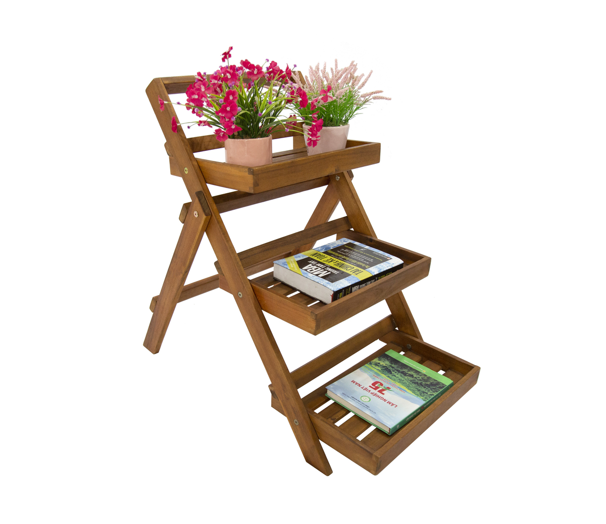 Bild 1 von HC Garten & Freizeit 3-stufiges Blumentreppe 81 x 55 x 76,5 cm aus Akazienholz