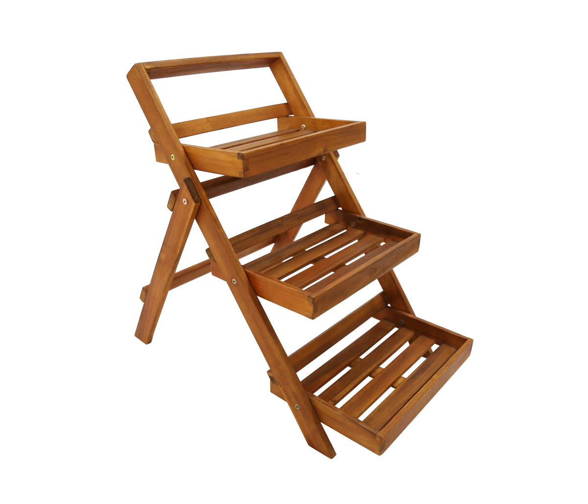 Bild 2 von HC Garten & Freizeit 3-stufiges Blumentreppe 81 x 55 x 76,5 cm aus Akazienholz