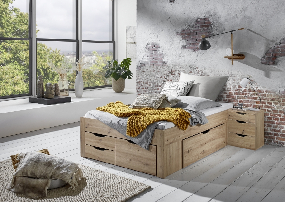 Bild 1 von Relita Stauraumbett Noah 140 x 200 cm, mit Rolllattenrost, 5 Bettschubladen und Federkernmatratze, A