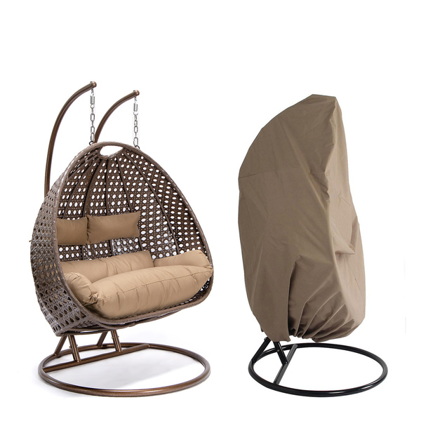 Bild 3 von HOME DELUXE Polyrattan Hängesessel TWIN Braun inkl. Regenabdeckung