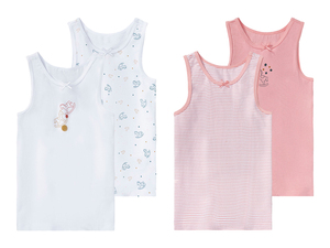 lupilu® Kleinkinder Mädchen Unterhemd, 2 Stück, mit hohem Bio-Baumwollanteil