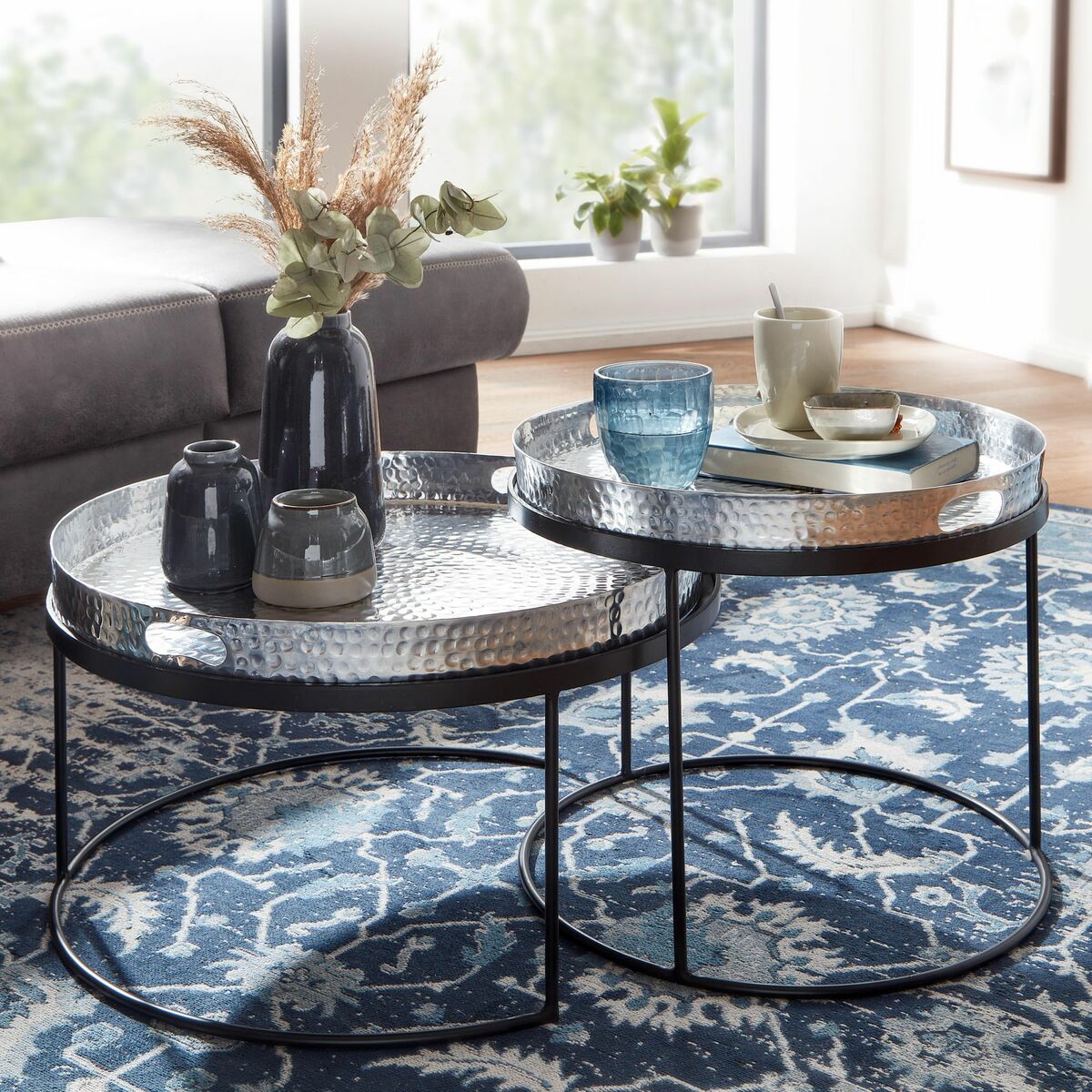 Bild 4 von Satztisch Silber / Schwarz Metall